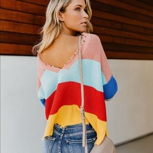 Distressed Cotton Knit Sweater NWOT